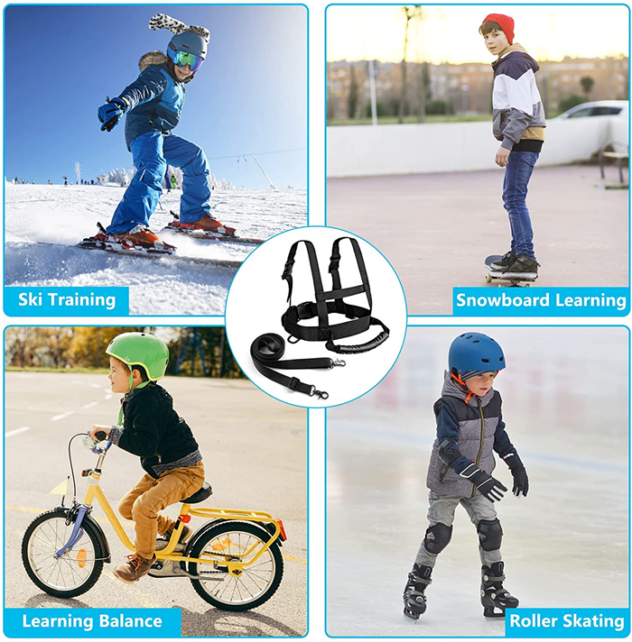 Hi Snow Ski and Snowboard Training Harness for Kids, Boys, Girls, Beginners - Black